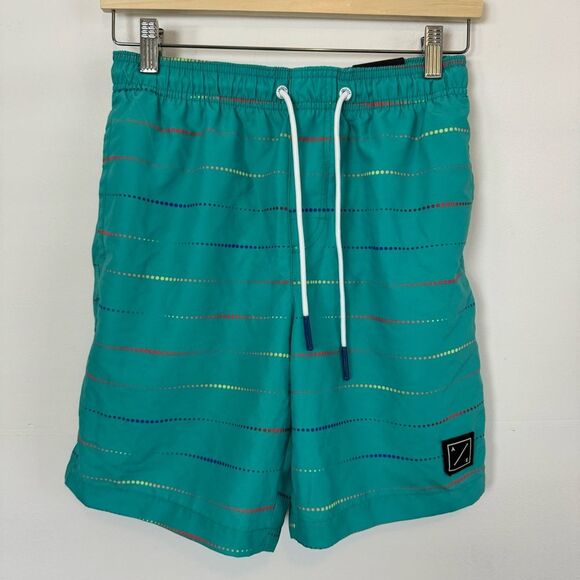 NWT American Eagle Teal Blue Swim Trunks Swimsuit Size XS Hits Above the Knee - Picture 3 of 9